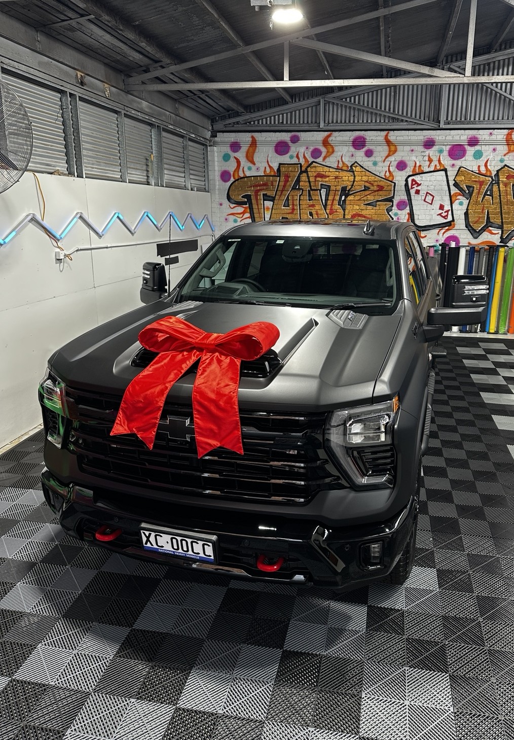 Matte black Silverado colour change wrap by Thatz a Wrap