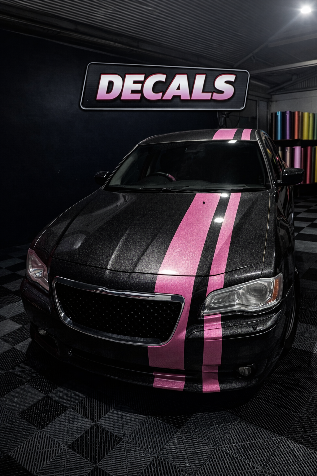 Black 300C with pink stripe styling