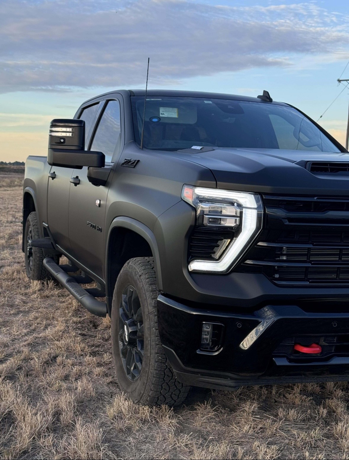 Matte black Silverado detail shot